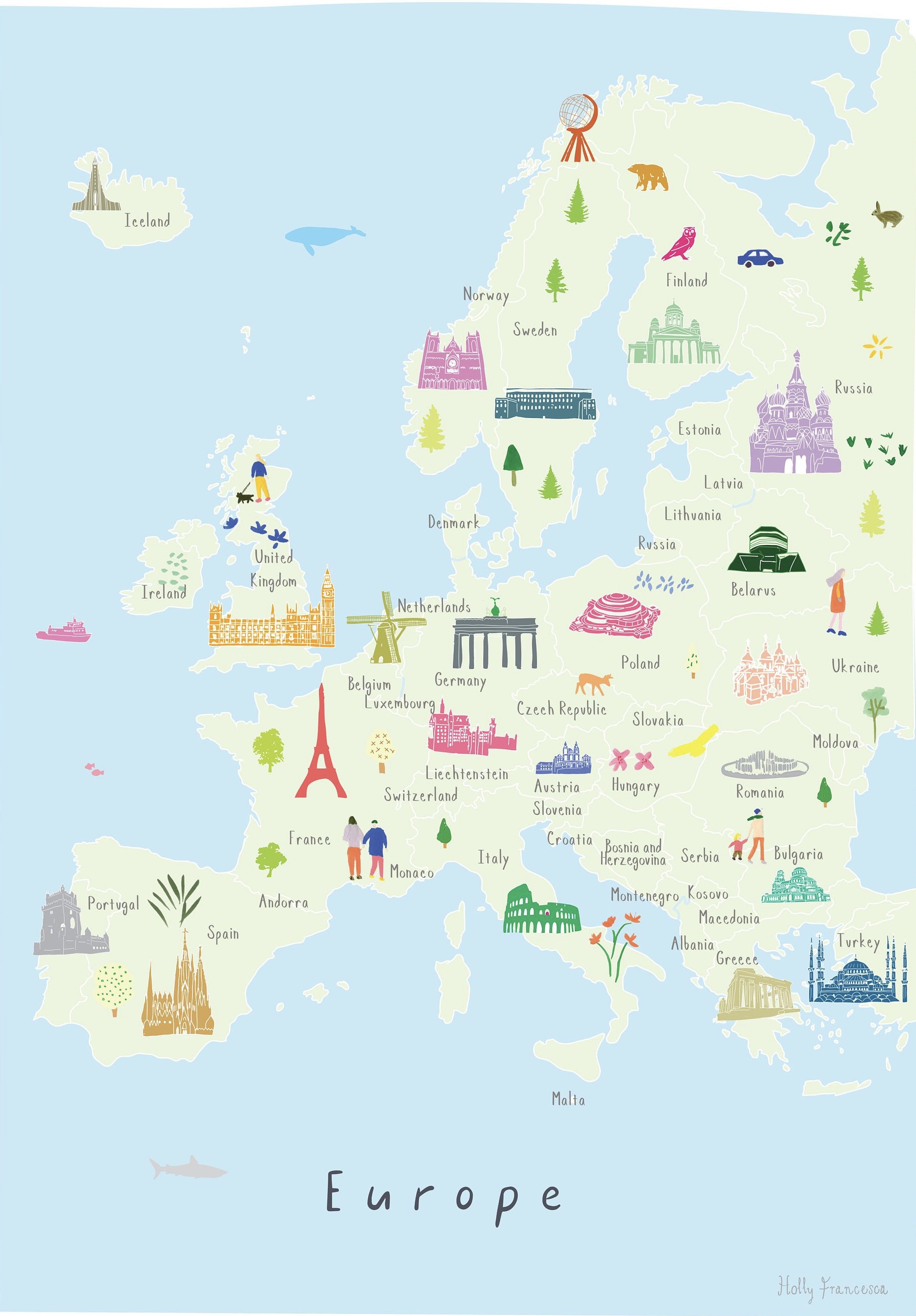 Mapa ilustrado by Holly Francesca (de Pinterest)
